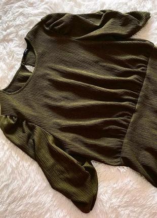 Стильное платье george цвета хаки с рукавами со сборкой4 фото