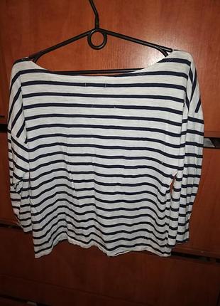 Реглан oversized сrop полоска бело-синий 4