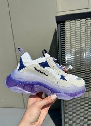 Кроссовки в стиле balenciaga triple s clear sole white violet