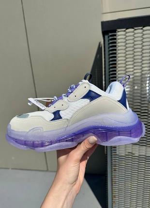Кроссовки в стиле balenciaga triple s clear sole white violet4 фото