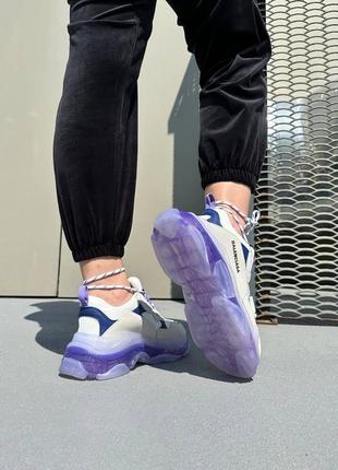 Кроссовки в стиле balenciaga triple s clear sole white violet9 фото