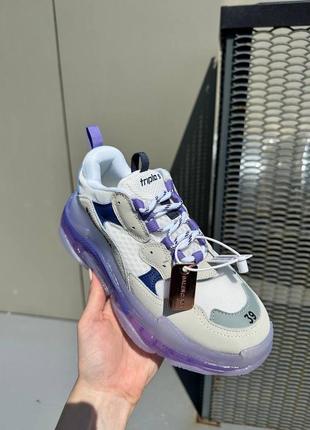 Кроссовки в стиле balenciaga triple s clear sole white violet2 фото