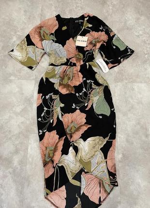 Платье-миди chelsea с короткими рукавами и запахом с цветочным принтом3 фото