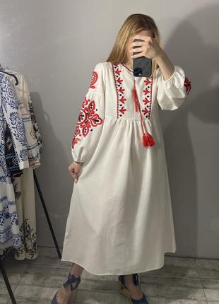 Плаття вишиванка/ сукня вишиванка/ плаття в українському стилі/ плаття з орнаментом/ плаття в стилі бохо5 фото