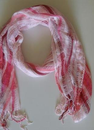 Розовый-легкий палантин -шарф. акция4+1=4
