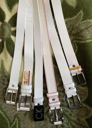 Кожаный белый ремень