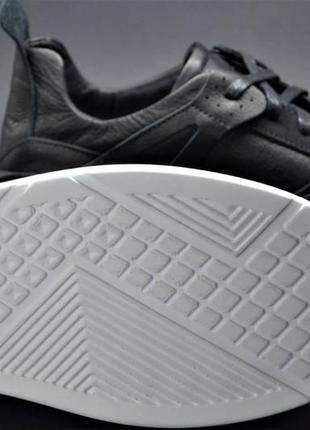 Мужские спортивные туфли кожаные кеды черные с белым anri alexus 226544 фото