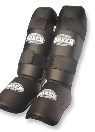 Захист гомілки та стопи boxer вінілшкіряний еліт xl чорний1 фото