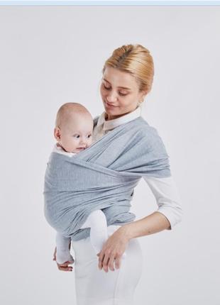 Слінг шарф трикотажний для новонародженого, перенеска дитяча сірий2 фото