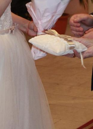 Скидка! нежное свадебное платье весільна сукня а-силуета р.44-46 цвет айвори + подарок 🎁8 фото