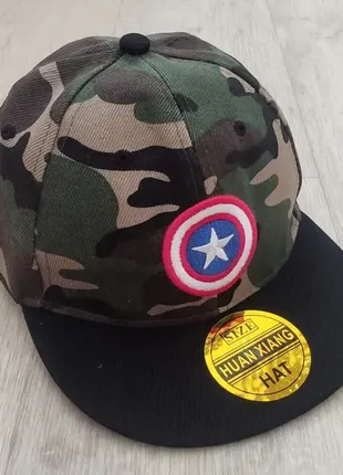 Кепка дитяча снепбек (snapback) капітан америка камуфляж з чорним 50-54р (2221)