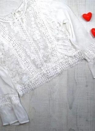 Жіноча літня ошатна блузка шифон біла3 фото