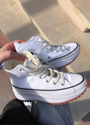 Кеды женские converse run star hike hi white black gum конверс