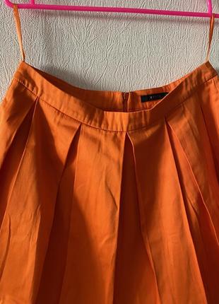 Mohito юбка мини юбка в складку оранжевый хлопок яркая чуть выше колена2 фото