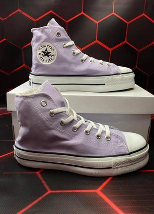 Женские кеды   converse high platform lilac