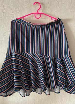 Koton юбка короткая из вола мини юбка в поломку разноцветная розовая синяя зеленая