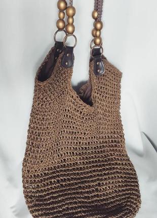 Сумка мешок шоппер плетеная4 фото