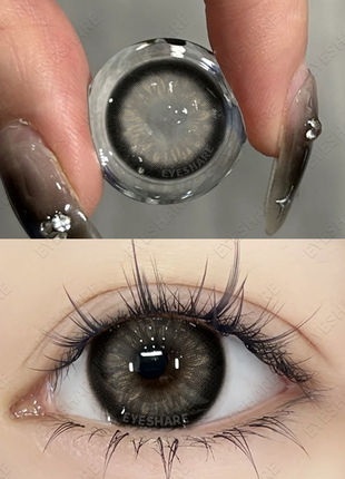 Кольорові контактні лінзи сірі великі очі + контeйнeр8 фото
