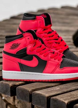 Мужские кроссовки nike air jordan 1 high black red white 40-41-42-43-442 фото