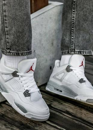 Женские кроссовки nike air jordan 4 retro white grey 37-38-414 фото