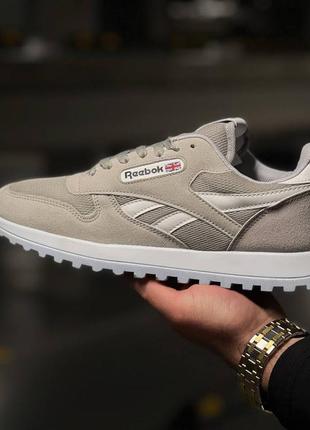 Мужские кроссовки сетка летние reebok classic beige рыбок классик бежевые текстильные