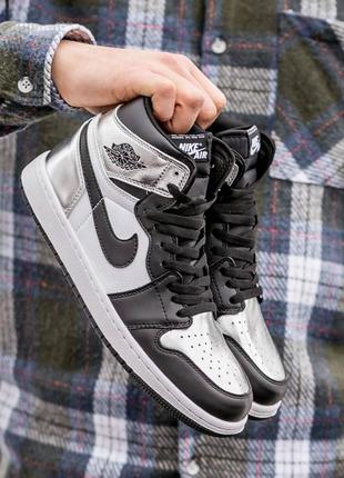 Женские кроссовки nike air jordan 1 high black silver 37-40-41