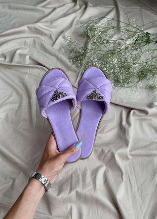 Женские шлепанцы prada slides purple тапки прада