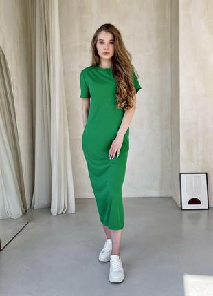 Трендовое женское платье  свободное платье с разрезом поатье в рубчик платье футболка длинное платье бренд merlini9 фото