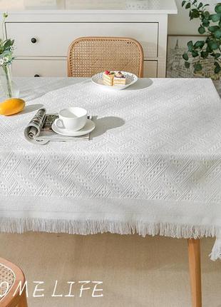 Скатерть белая однотонная  скатерть на стол нарядная прямоугольная 130*180 см1 фото