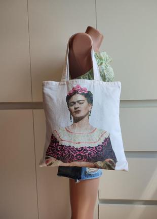 Натуральный шоппер сумка котон торба frida kahlo