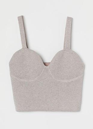 H&amp;m стильный трендовый кроп топ, связанный майка