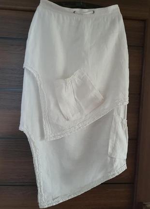 Спідниця ллянна banana split юбка белая лен