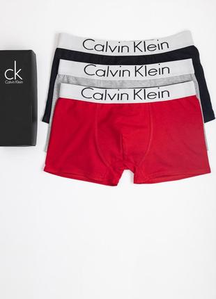 Набір чоловічих трусів calvin klein u45 | 3 штуки зручних боксерок кельвін кляйн у подарунковій упаковці4 фото