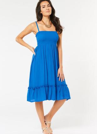 Синяя юбка юбка голубая меди длинная летняя легкая из хлопка хлопковая из натуральной ткани2 фото