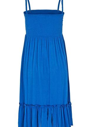 Синяя юбка юбка голубая меди длинная летняя легкая из хлопка хлопковая из натуральной ткани4 фото