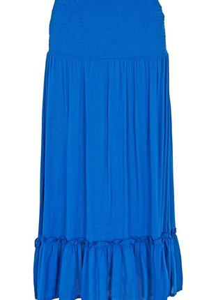 Синяя юбка юбка голубая меди длинная летняя легкая из хлопка хлопковая из натуральной ткани5 фото