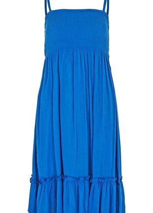 Синяя юбка юбка голубая меди длинная летняя легкая из хлопка хлопковая из натуральной ткани6 фото