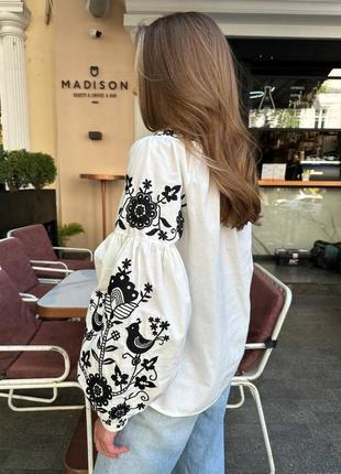 Роскошная хлопковая блуза вышиванка белая с вышивкой народная украинская рубашка...