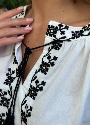 Роскошная хлопковая блуза вышиванка белая с вышивкой народная украинская рубашка...