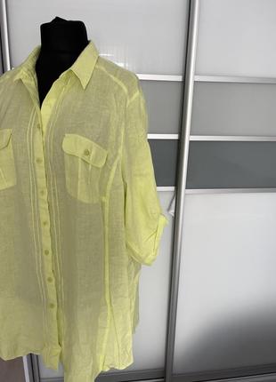 Льняная рубашка лимонного цвета