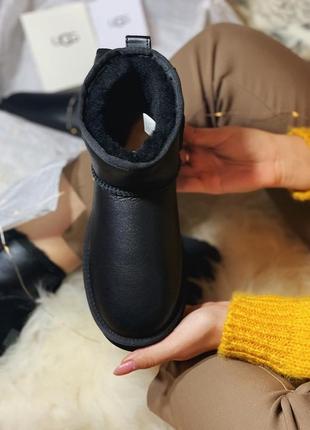 Шикарные ugg mini из кожи в черном цвете (осень-зима-весна)😍3 фото