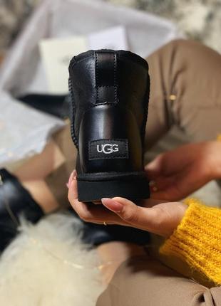 Шикарные ugg mini из кожи в черном цвете (осень-зима-весна)😍4 фото