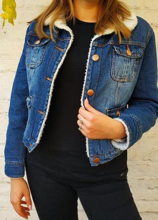 Шерпа косуха жакет джинсовка укорочённая denim co