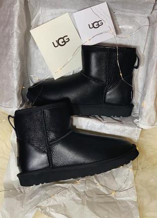 Шикарные ugg mini из кожи в черном цвете (осень-зима-весна)😍8 фото