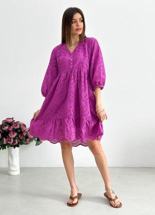 Яскрава соковита сукня міні до колін натуральне бавовна 100% бавовняне плаття з прошви