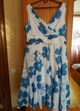 Плаття сукня 100% бавовна, міді квітковий принт р.18 eur 421 фото