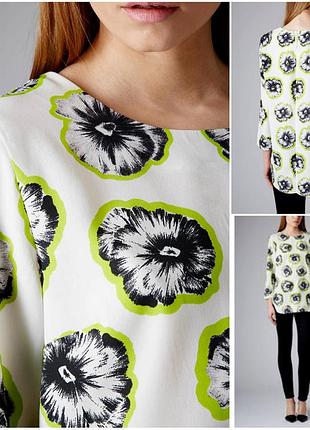 Стильная удлиненная блуза в цветы