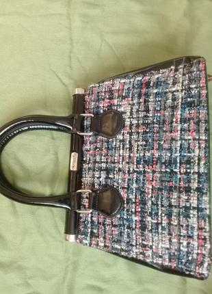 Стильная сумочка redherring германия текстиль + лак4 фото