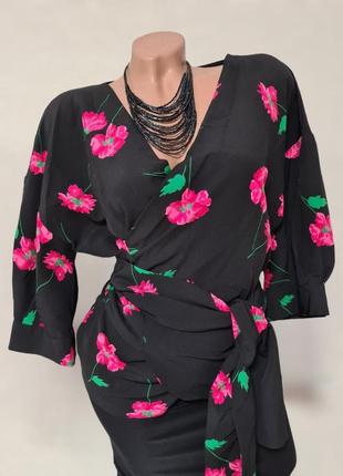 Стильная яркая блуза кимоно от zara basic1 фото
