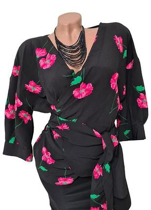 Стильна яскрава блуза кімоно від zara basic